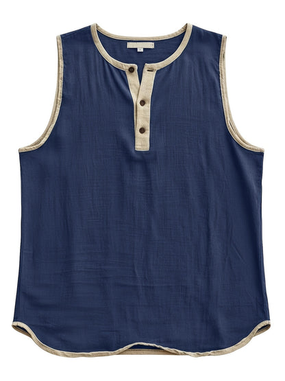 Herren Ärmelloses Henley Shirt Freizeit Modern