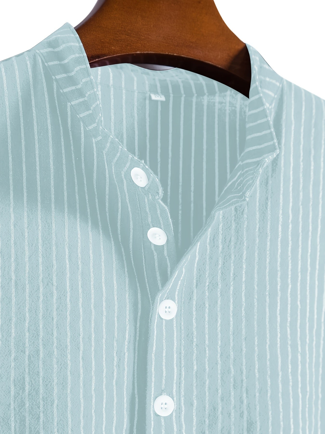 Herren Kurzarm Stehkragen Hemd mit Streifen – Modernes Casual Design für Alltag und Freizeit