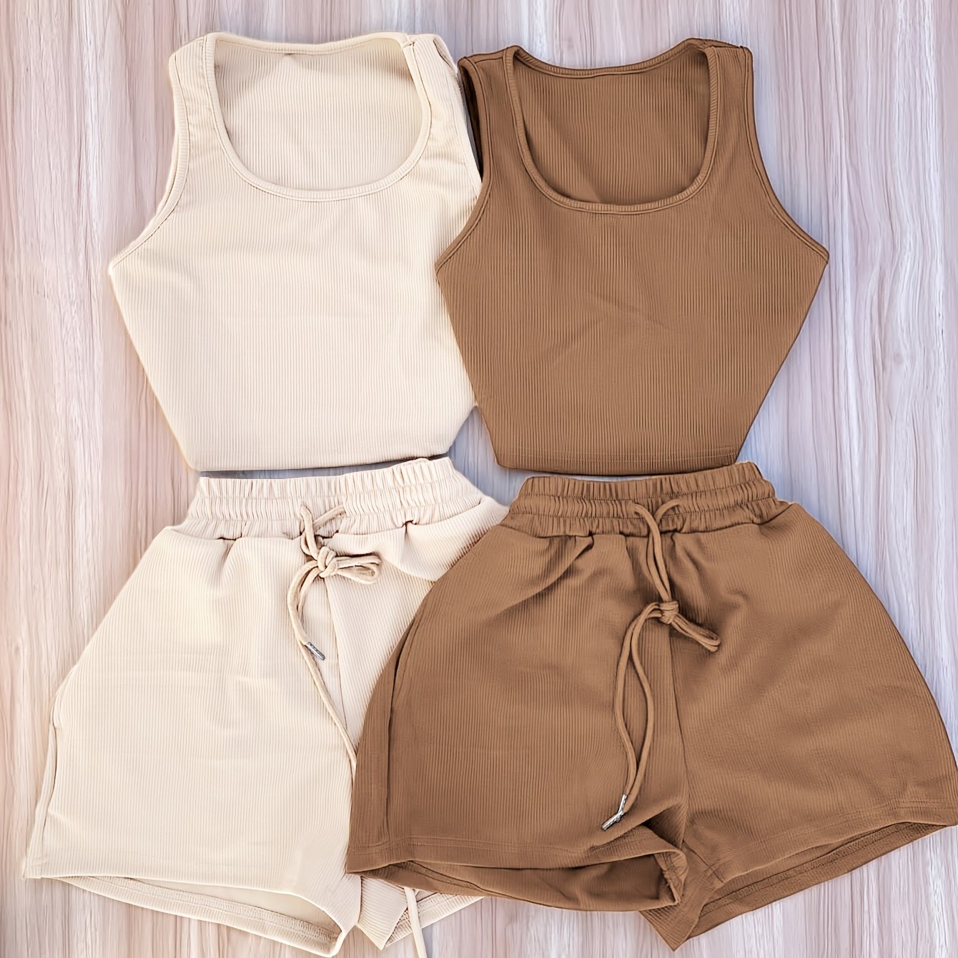 Damen Loungewear Set Zweiteiler – Sportlicher Tanktop und Shorts für Freizeit & Zuhause