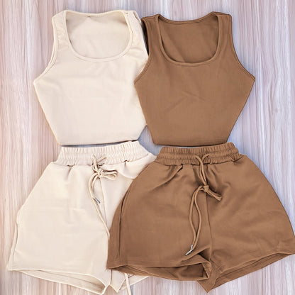 Damen Loungewear Set Zweiteiler – Sportlicher Tanktop und Shorts für Freizeit & Zuhause