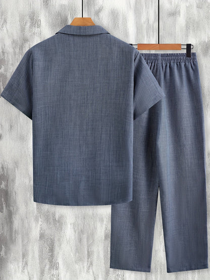Herren Freizeit Set – Kurzarm Hemd und Hose, Sommer Lounge Outfit, Modern & Lässig