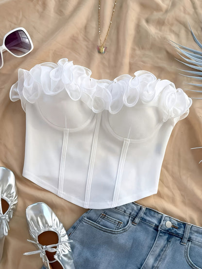 Damen Bustier Top Elegant mit Rüschen – Party & Ausgehmode