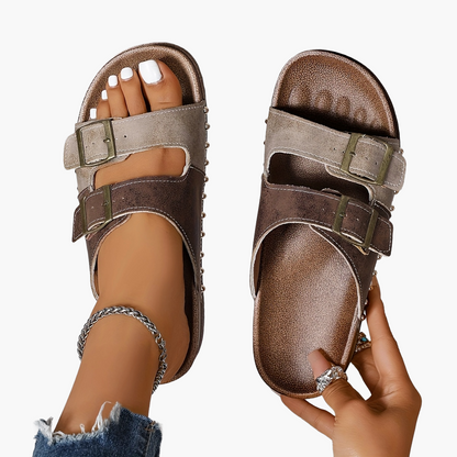 Damen Vintage Komfort Sandalen mit Schnallen – Bequeme Sommerschuhe für Alltag und Freizeit