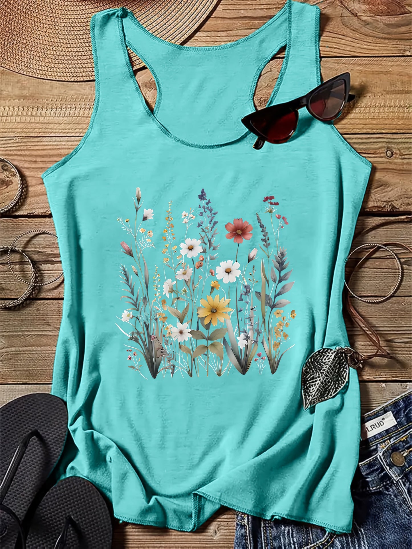 Damen Tanktop mit floralem Boho-Print – Sommer Freizeitshirt für Damen
