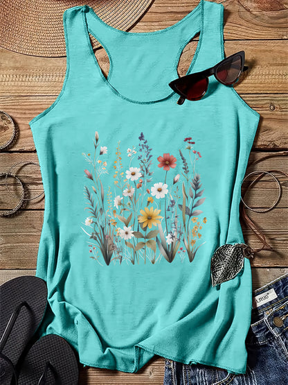 Damen Tanktop mit floralem Boho-Print – Sommer Freizeitshirt für Damen