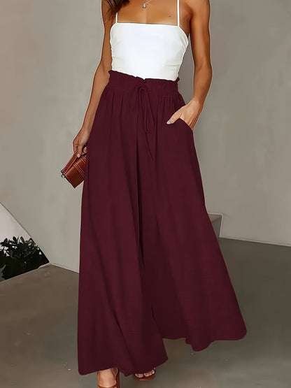 Damen Elegante Maxirock mit Hoher Taille und Bindegürtel – Weit Geschnitten, Perfekt für Alltag & Urlaub