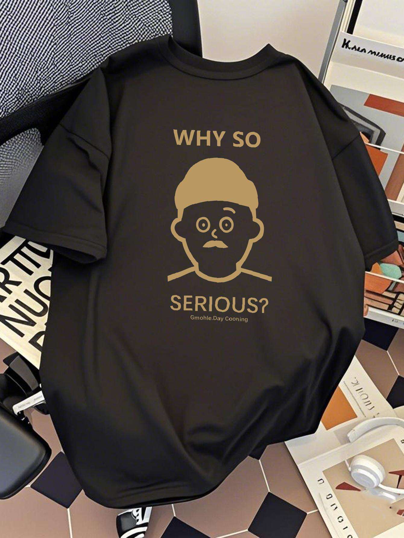 Herren T-Shirt mit Print – Lockeres Streetwear mit „Why So Serious?“-Design