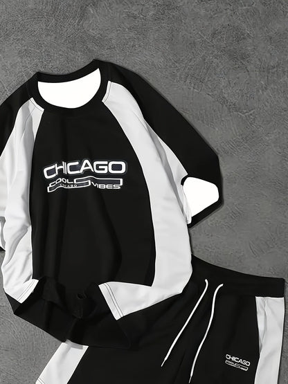 Herren Urban Streetwear Set mit Raglan-Shirt und Shorts – Sportlicher Freizeit-Look