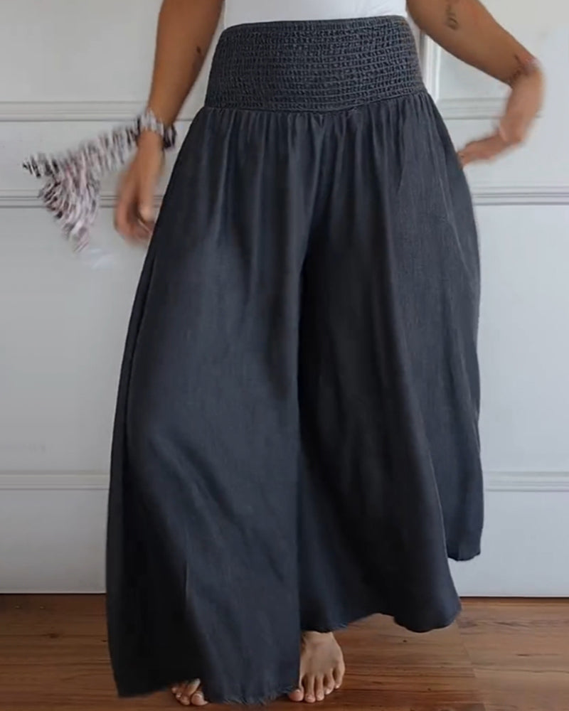 Damen Weite Freizeithose mit hohem Bund – Lässige, luftige Palazzo-Hose für Alltag und Urlaub