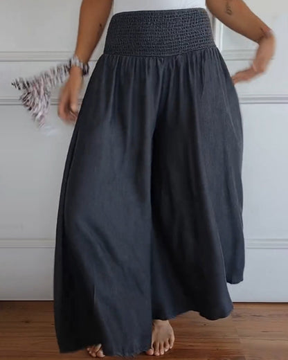 Damen Weite Freizeithose mit hohem Bund – Lässige, luftige Palazzo-Hose für Alltag und Urlaub
