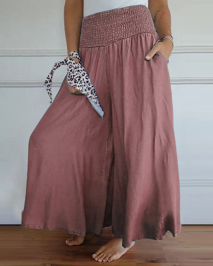 Damen Weite Freizeithose mit hohem Bund – Lässige, luftige Palazzo-Hose für Alltag und Urlaub