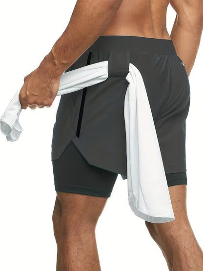 Herren Dual-Layer Fitness Shorts – Trainingsshorts mit Innenshorts für Sport und Fitness
