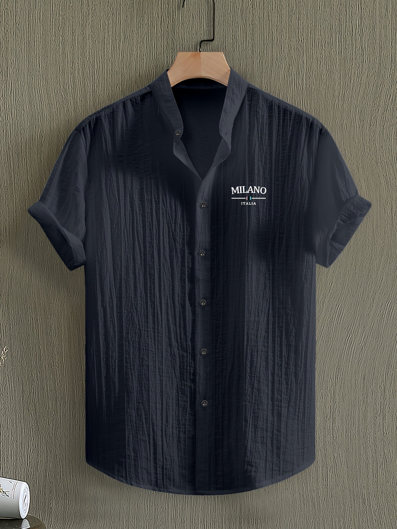 Herren Freizeit Hemd mit Stehkragen und Milano Print – Modernes Sommerhemd für Alltag & Urlaub