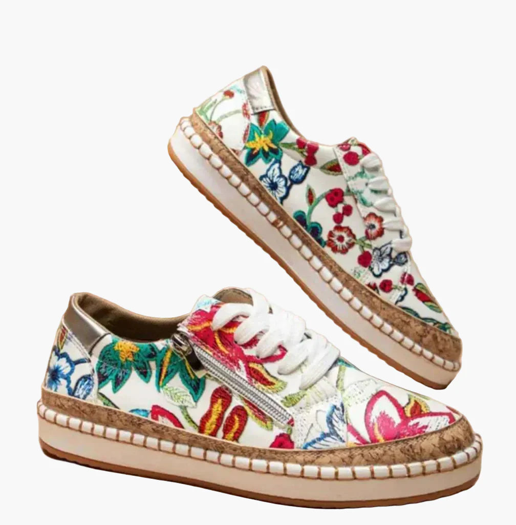 Damen Sneaker mit floralen Mustern – Modische Freizeitschuhe mit orthopädischem Komfort