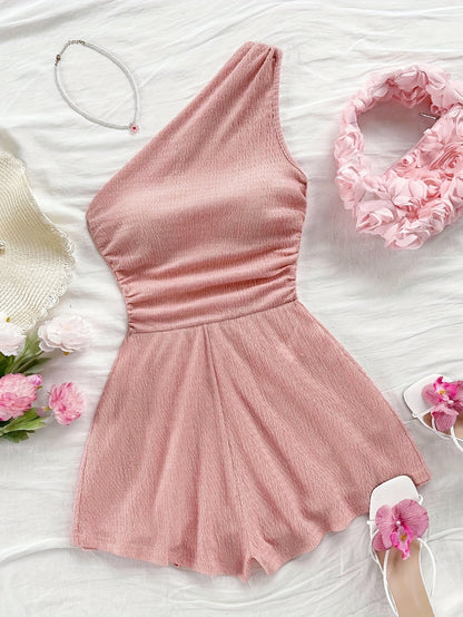 Damen Ein-Schulter-Jumpsuit im lässigen Sommerstil – Perfekt für Freizeit und Urlaub