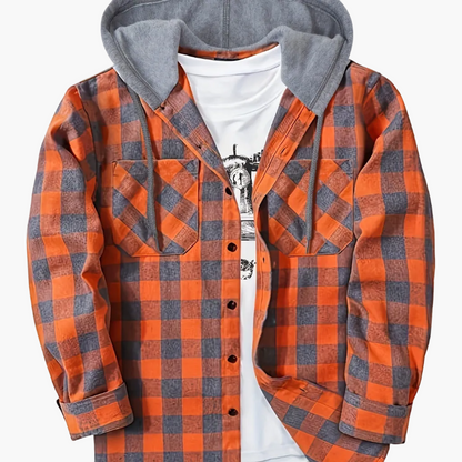Herren Karohemd mit Kapuze und T-Shirt-Layer – Lässiges Outdoor Overshirt