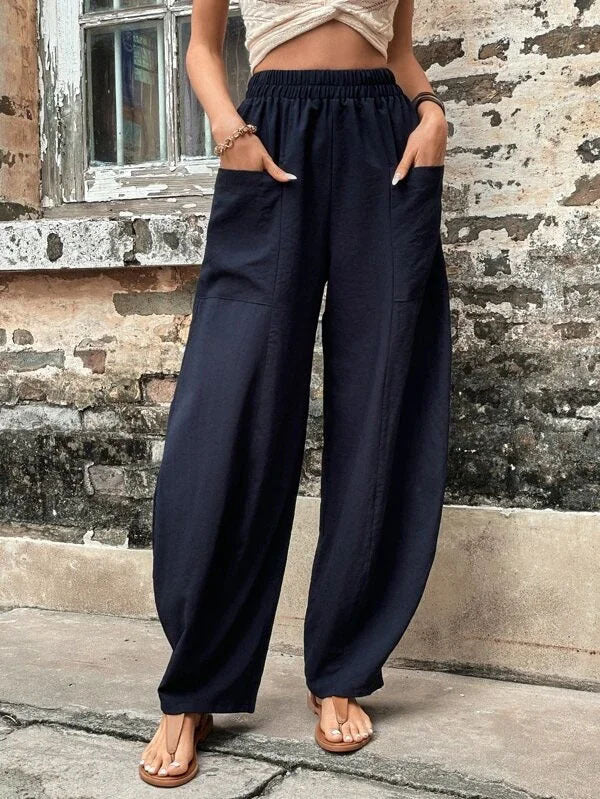 Sophie – Damen-Haremshose mit Taschen und hohem Bund