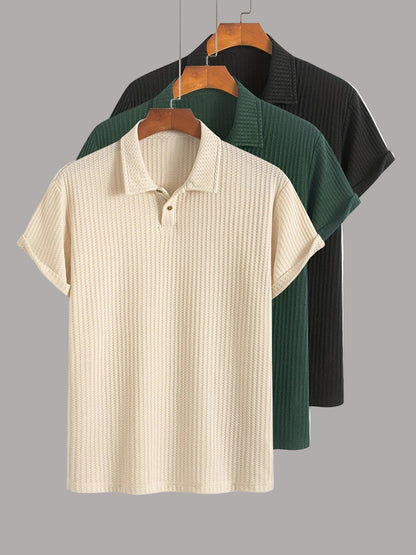 Herren Poloshirt 3er-Pack – Kurzarm, Strukturierter Look, Modern & Vielseitig für Alltag und Freizeit