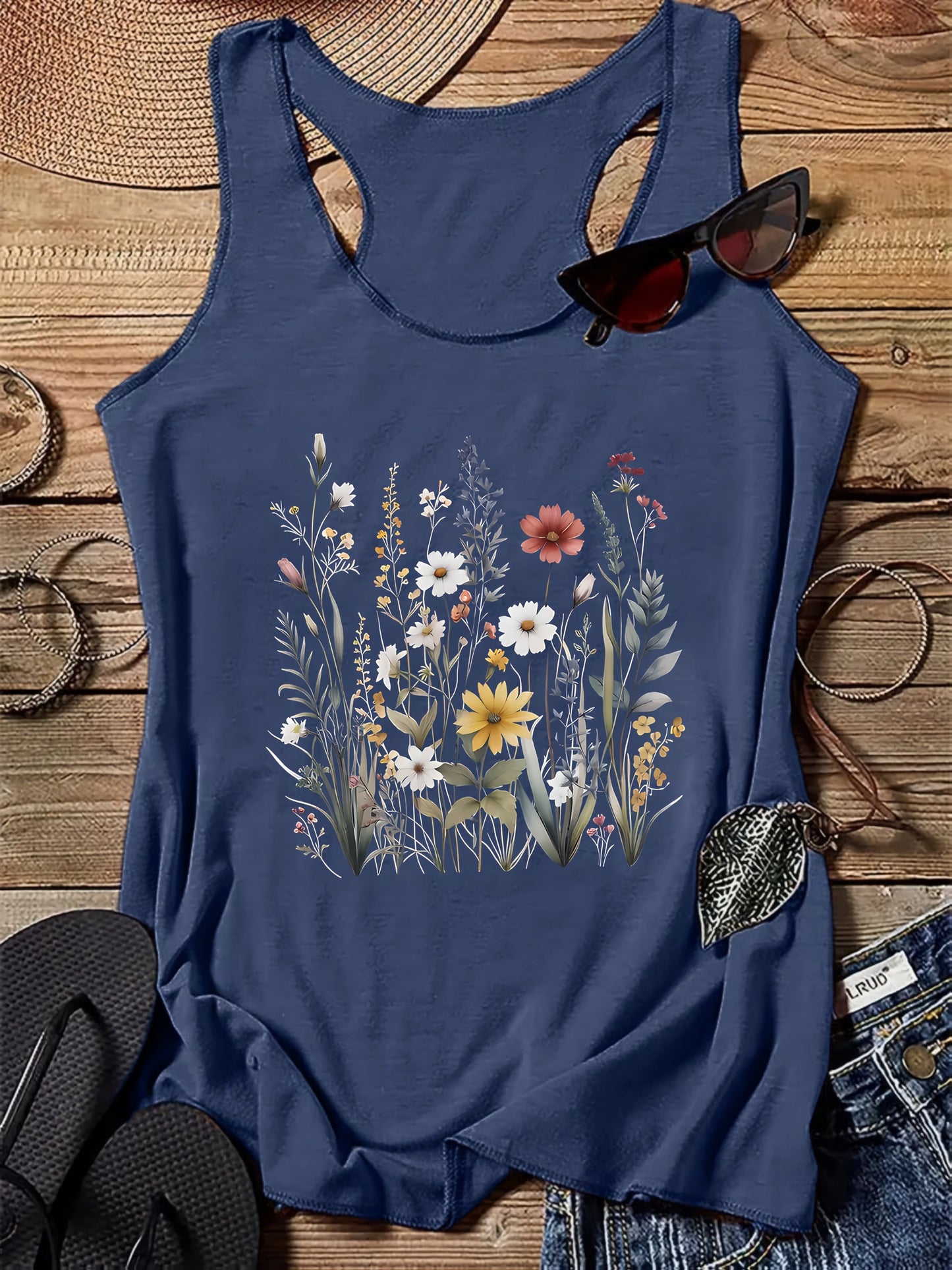 Damen Tanktop mit floralem Boho-Print – Sommer Freizeitshirt für Damen