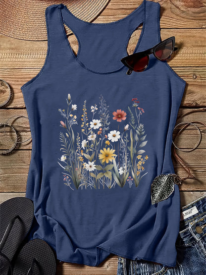 Damen Tanktop mit floralem Boho-Print – Sommer Freizeitshirt für Damen