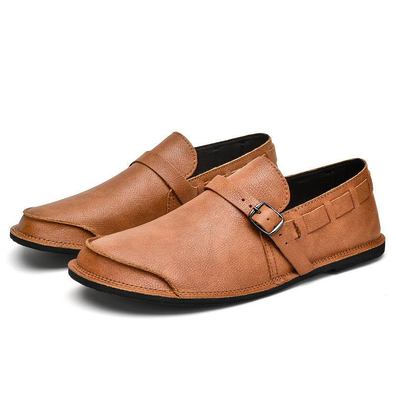 Herren Slip-On Business-Lederloafers mit Schnalle – Elegante Freizeitschuhe für Büro & Alltag