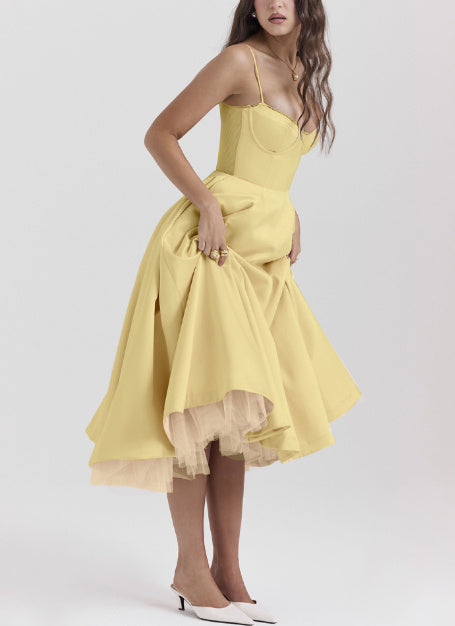 Julie – Langes ärmelloses Damenkleid mit V-Ausschnitt