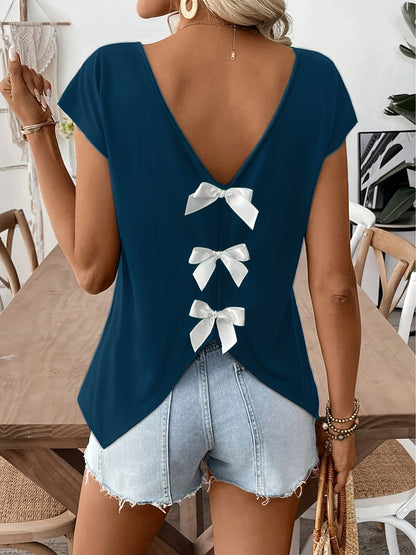 Damen Top mit tiefem Rückenausschnitt und Schleifen, eleganter Sommer-Look