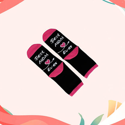 Damen Socken zum Muttertag – Lustige Geschenkidee mit 'Best Mom Ever' Aufdruck – Bequeme Freizeitsocken für Mütter