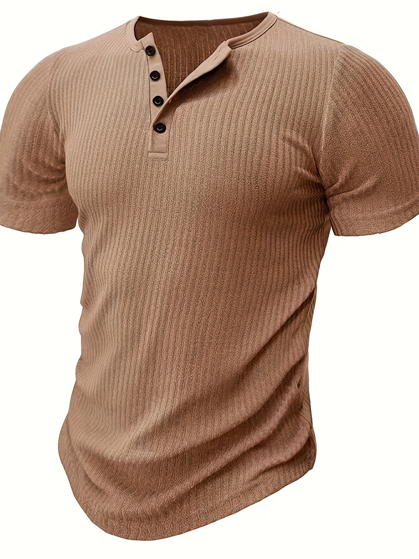 Herren Henley T-Shirt Kurzarm Gerippt Freizeitshirt – Stilvoll für Alltag und Freizeit
