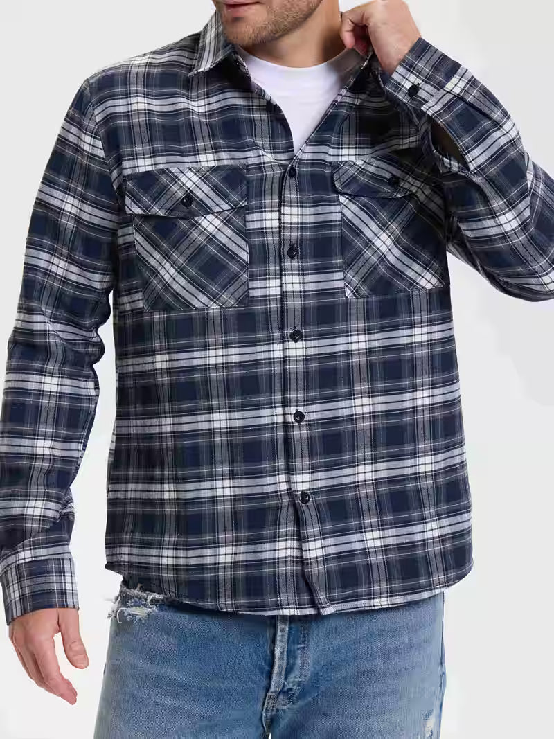 Herren Flanellhemd im karierten Casual-Look – Freizeit & Alltag