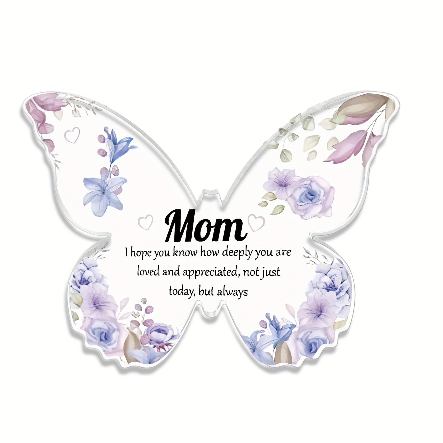 Schmetterling Deko Muttertag – Elegantes Acryl Geschenk für Mama, Vintage Stil, Tischdekoration mit Blumendesign und Spruch