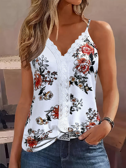 Damen Spitzentop mit Blumenmuster – Modisches Sommer-Top für Freizeit und Alltag