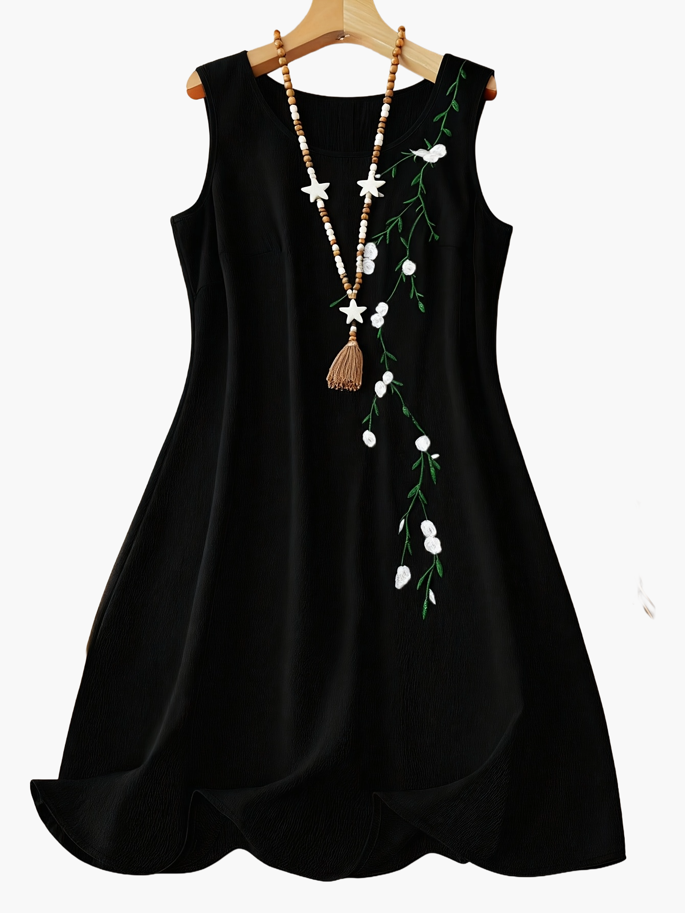 Damen Sommer A-Linienkleid mit floraler Stickerei und elegantem Design