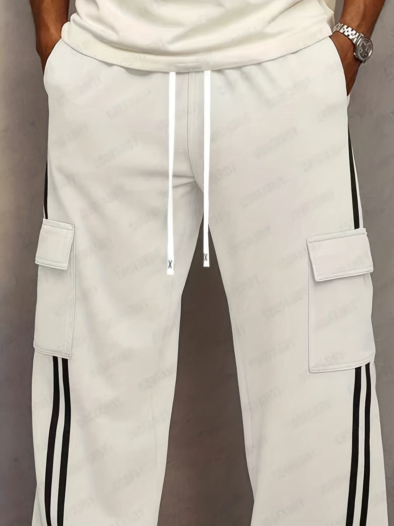 Herren Cargo Jogginghose mit Streifen und Taschen – Streetwear Style, Sportlich & Lässig