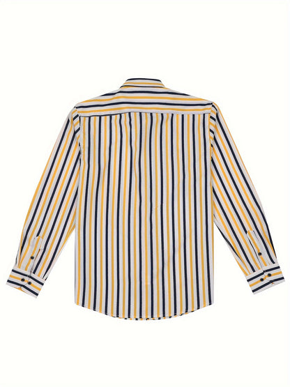 Herren Business-Freizeit Hemd mit modischen Streifen – Slim Fit, Langarm, Ideal für Büro und Alltag