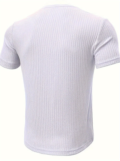 Herren Henley T-Shirt mit Knopfleiste – Lässiges Rippenmuster, Kurzarm, Alltag & Freizeit