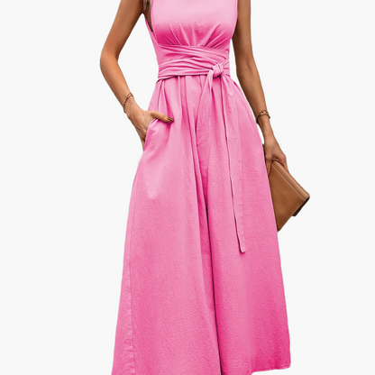Damen Jumpsuit Elegant Ärmellos mit Gürtel – Perfekt für Alltag und besondere Anlässe
