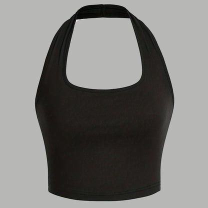 Damen Halterneck Crop Top – Rückenfrei, Sommer, Modisch, Freizeit