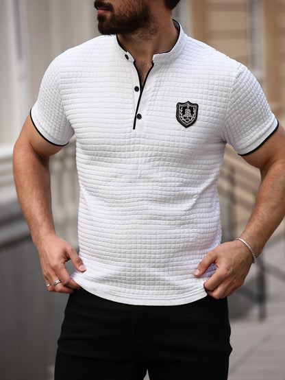 Herren Stehkragen Polo Shirt Modern Casual für Alltag und Freizeit