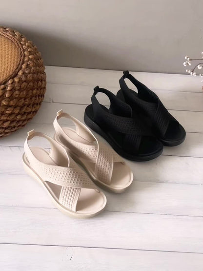 Damen Komfort-Slingback-Sandalen mit Kreuzriemen für Alltag und Freizeit