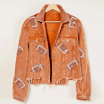 Sophia – Damen Cordjacke mit Rugby-Print