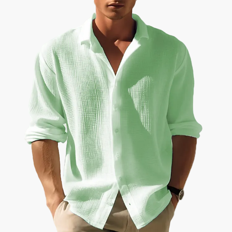 Herren Leichtes Freizeit Langarmhemd – Sommer Button-Down Hemd für Alltag und Urlaub