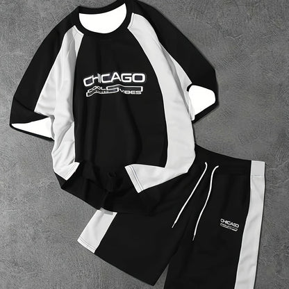 Herren Urban Streetwear Set mit Raglan-Shirt und Shorts – Sportlicher Freizeit-Look