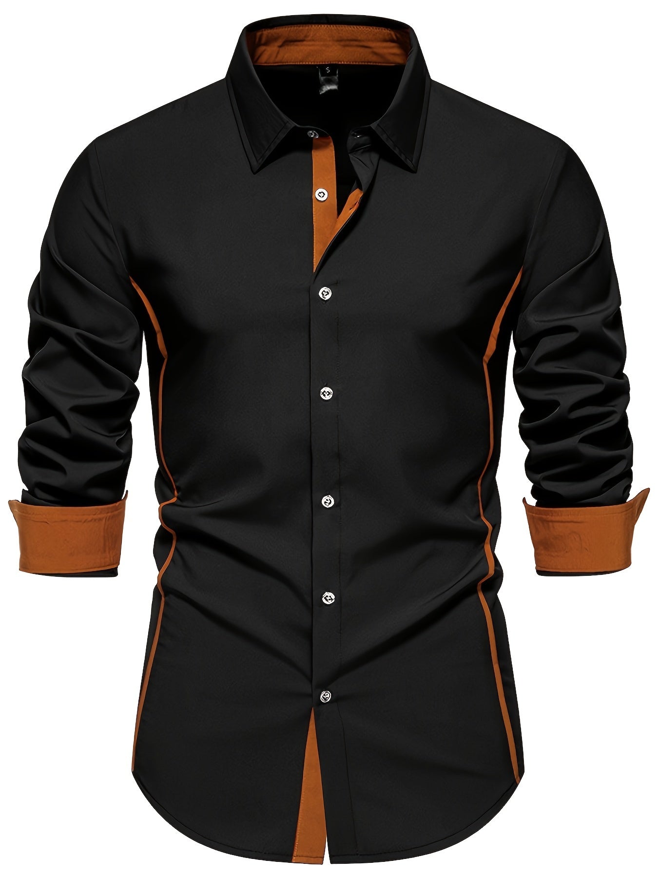 Herren Slim Fit Freizeithemd mit Kontrastdetails – Modernes Business & Casual Hemd, Langarm