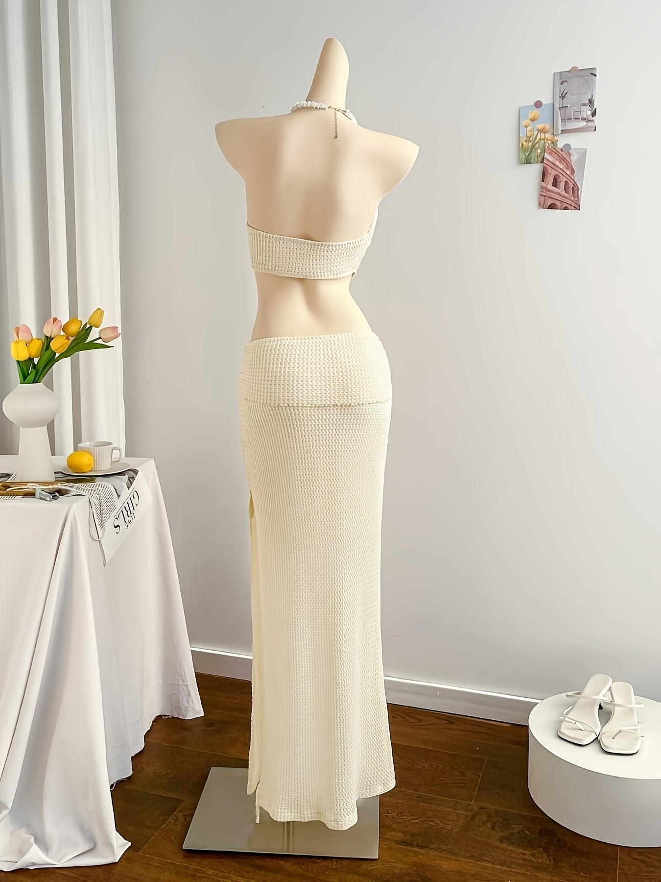 Damen Maxikleid Elegant Cut-Out Strand Party Abendmode