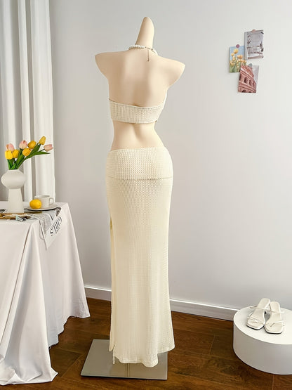 Damen Maxikleid Elegant Cut-Out Strand Party Abendmode