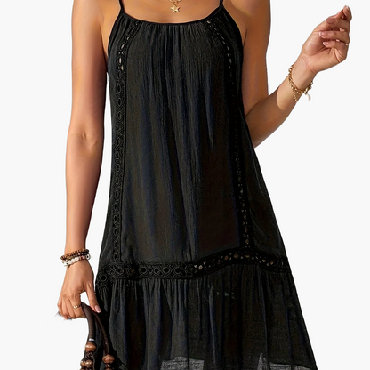 Damen Sommer Strandkleid mit Spitzen-Details und Spaghettiträgern – Lässig und Luftig für Urlaub und Alltag