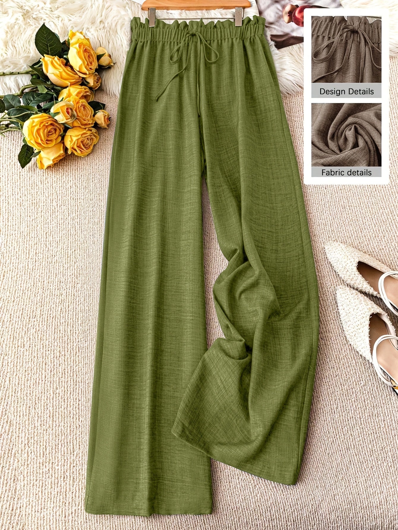 Damen Weite Freizeithose mit Kordelzug – Lässiger Look für Alltag & Urlaub