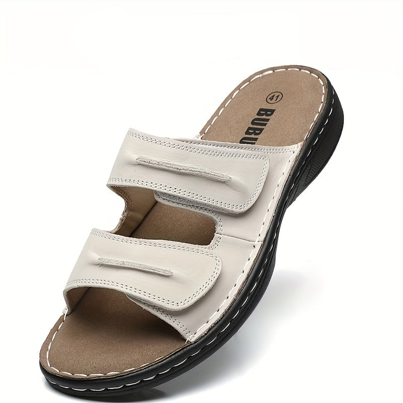 Herren Komfort-Sandalen für Alltag und Freizeit – Offene Pantoletten mit Klettverschluss