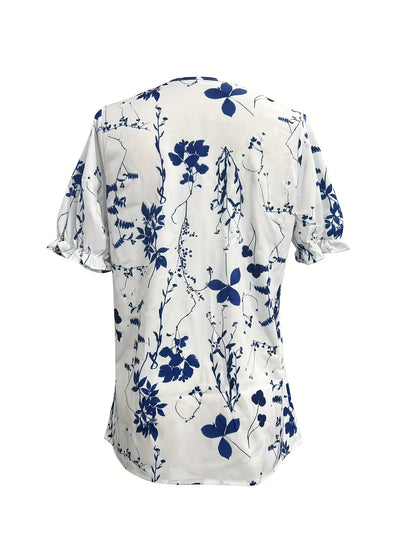 Damen Bluse mit Spitze und Blumenmuster – Modisch für Freizeit & Alltag